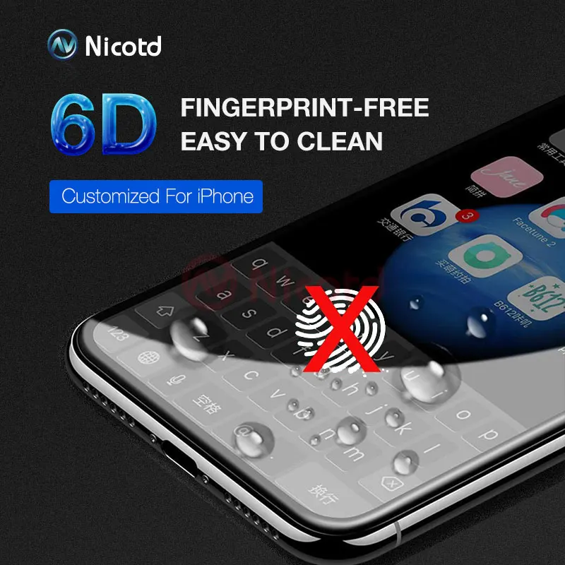 6D 360 Полное покрытие краев закаленное стекло для iphone 8 Plus X 10 Защитная пленка для экрана для iphone X 7 6 6s 7 Plus защитное стекло