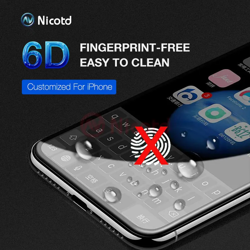  6D 360 Volle Abdeckung Rand Gehärtetem Glas Für iphone 8 Plus X 10 Screen Protector Film Für iphone