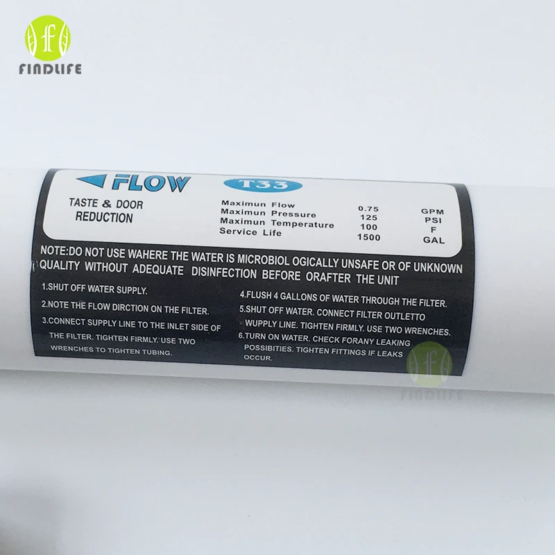 Quick connect 10 Inch T33 with 2pcs fitting Water Purifier INLINE COCONUT Carbon Post WATER FILTER cartridge REVERSE OSMOSIS Quick connect 10 Inch T33 with 2pcs fitting Water Purifier INLINE COCONUT Carbon Post WATER FILTER cartridge REVERSE OSMOSIS