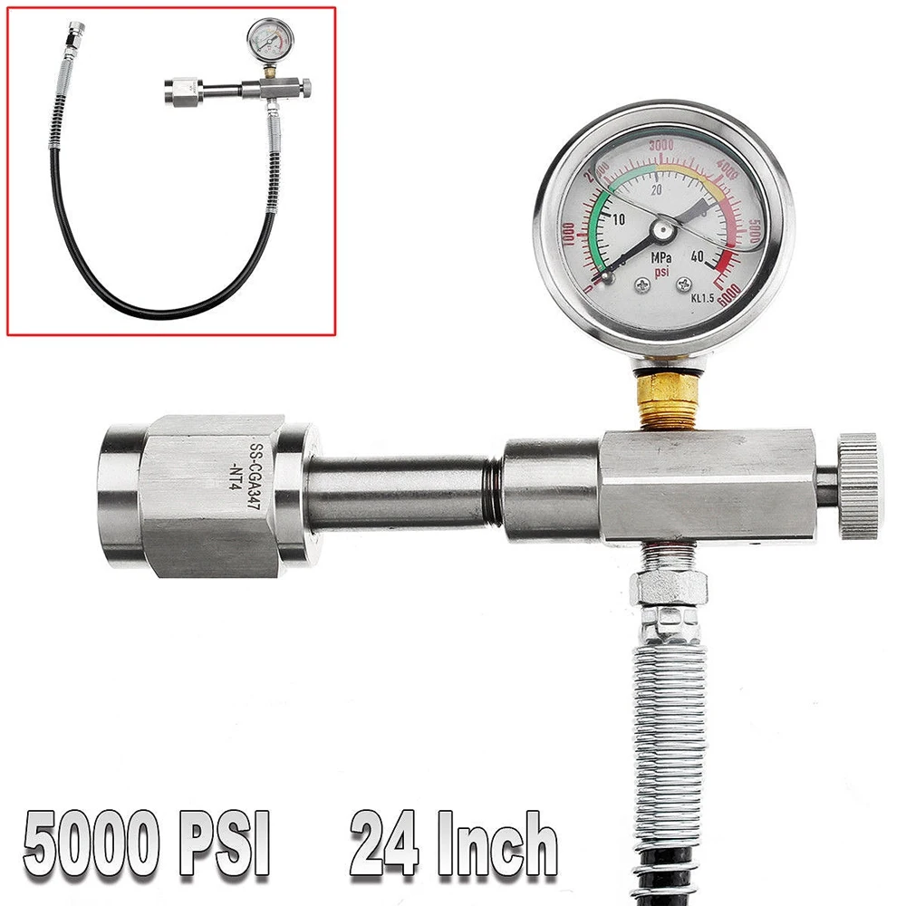 5000 фунтов/кв. дюйм Пейнтбол пневматическая винтовка Scba заполнить станции Refill адаптер для зарядного устройства с 24 дюймов Microbore шланг CGA347