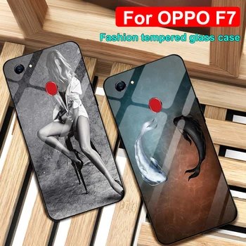 

For OPPO F7 case OPPOF7 wolf girl Silicone TPU Frame + Tempered Glass Hard back Cover For OPPO F7 F 7 6.23" phone Cases