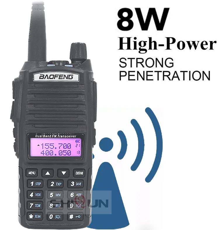 2 шт. UV-82 8 Вт портативная рация 10 км Baofeng 8 Вт радио двойной VHF UHF портативная радиоантенна UV-82 Amador Walky Talky Baofeng UV 82 UV82