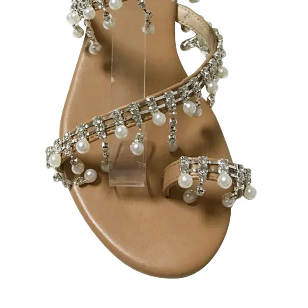 Г. женские шлепанцы летние повседневные пляжные ботинки вечерние туфли с бусинами пикантная женская обувь на плоской подошве с жемчугом Модные женские сланцы chaussure