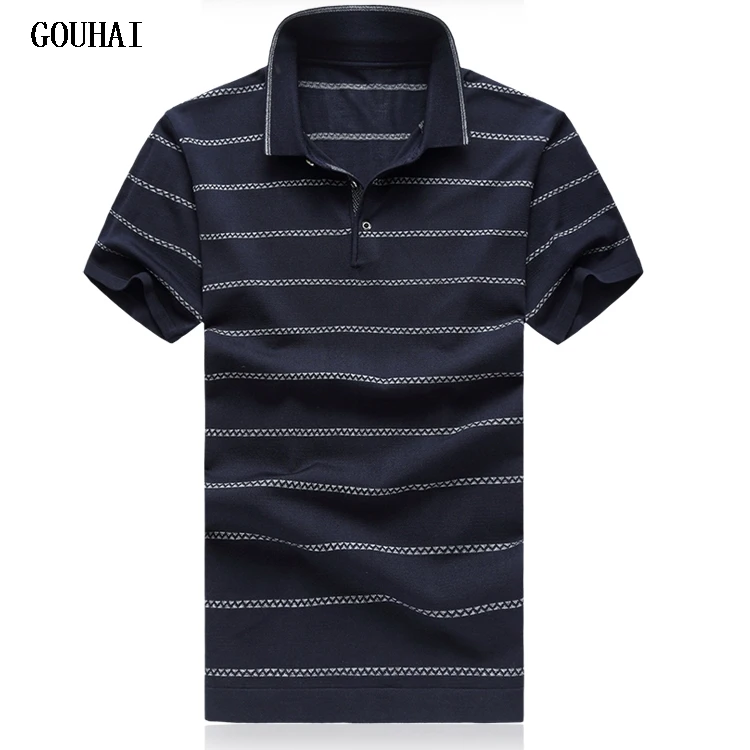 

GOUHAI Short Sleeve Mens Polo Shirt Business Brands 2019 Summer Fashion Mens Polo Shirts Striped M-5XL 6XL Plus Size Breathable