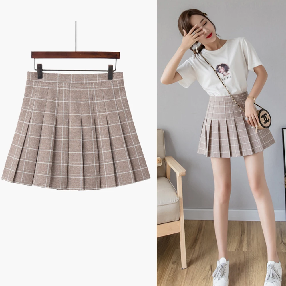 

Spring and summer new style Fashion and temperament plaid skirt High waist Korean A-line skirt short skirt