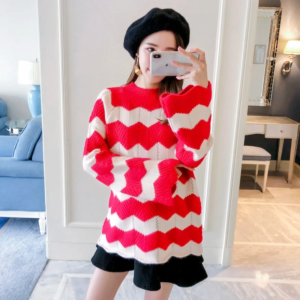 

Pregnant women wearing sweaters 2018 fashion models versatile temperament loose long-sleeved maternity dress