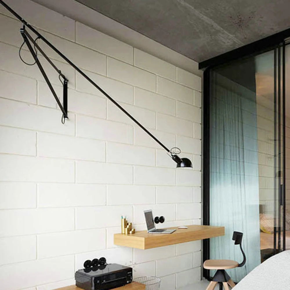 Led Wall Lamp Light Long Swing Arm Black White Lights For Home