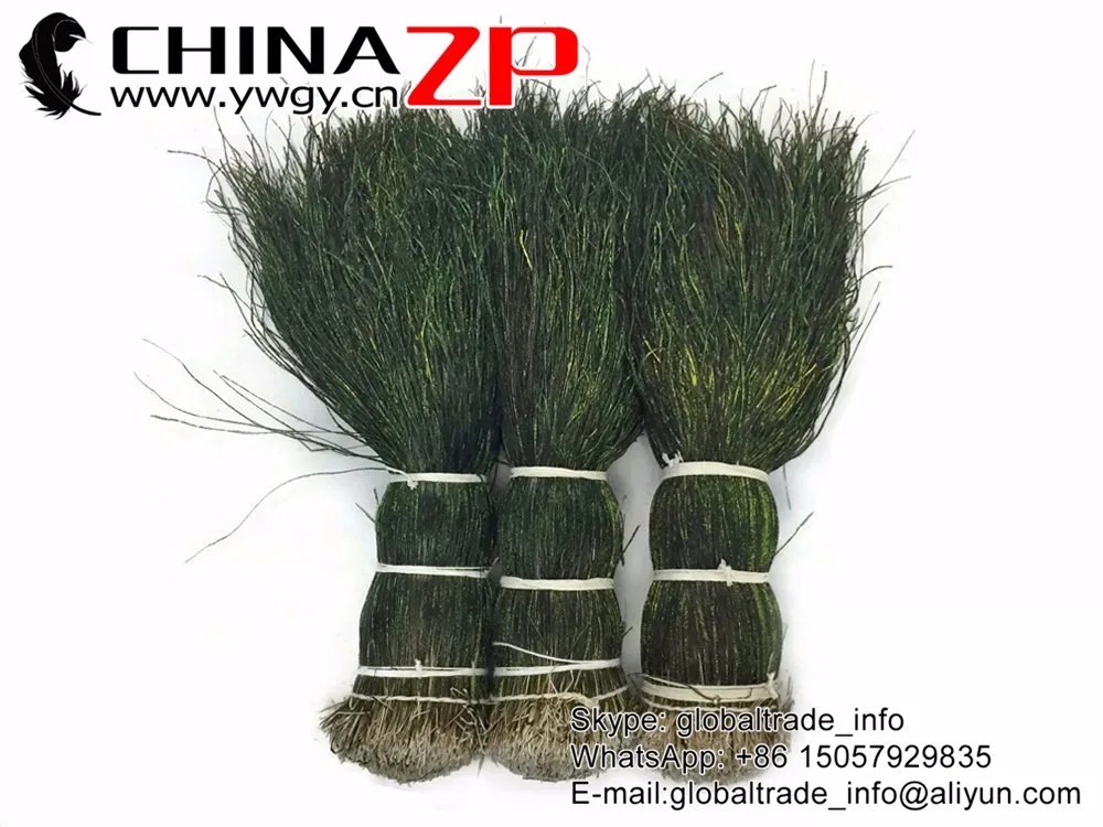 Peacock Feathers,1 2 Yard - 10-12  NATURAL Iridescent Green Peacock Flue  Herl Wholesale Feathers (bulk)