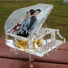 Прозрачный хрустальный стеклянный современный фортепиано настроить бесплатно фото механический Тип музыкальная шкатулка для свадебного подарка, украшения дома
