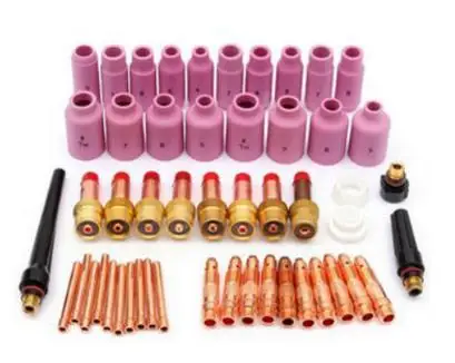 

51pcsConsumables kit for TIG Welding Torch tungsten electrodesWP 17 18 26 Alumina Nozzles Back Cap Insulator Collet And Gas Lens