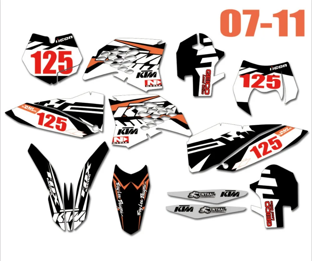 

MX Dirtbike Graphics Stickers Kit Decals For KTM EXC XCF 125 250 300 450 530 2010 2011