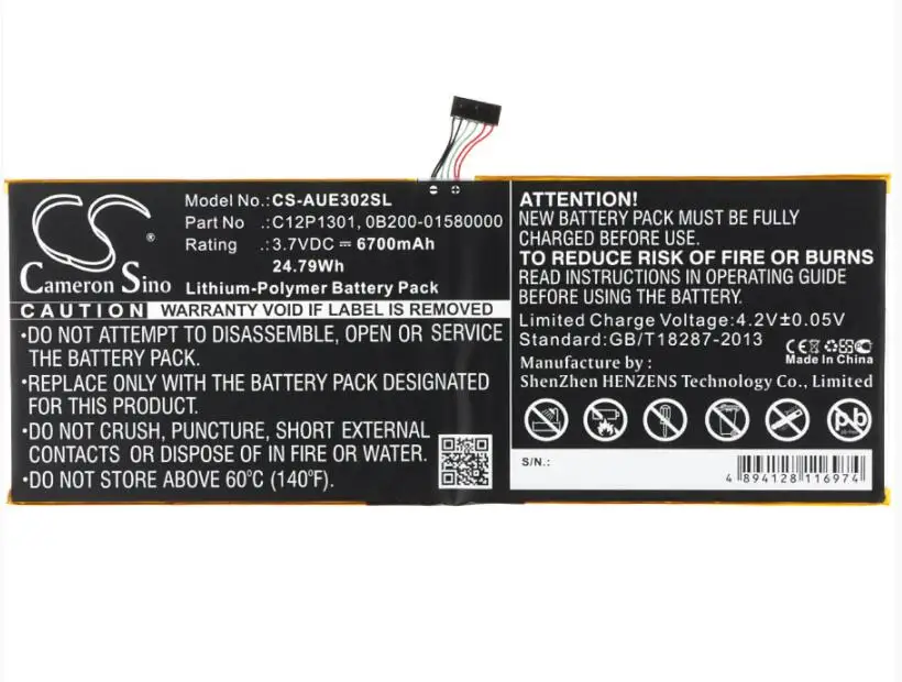 Аккумулятор Cameron Sino 6700 мАч для ASUS K00A ME302C Memo Pad FHD 10 MEMO PAD Transformer TF303K 1D021A C12P1301|Цифровые