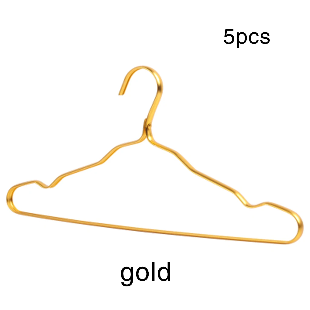 5 Pcs Non-Slip Clothing Hangers New Thicker Aluminum Alloy Drying Racks Home Seamless Anti-Rust Hanger Windproof Clothes Rack - Цвет: Gold