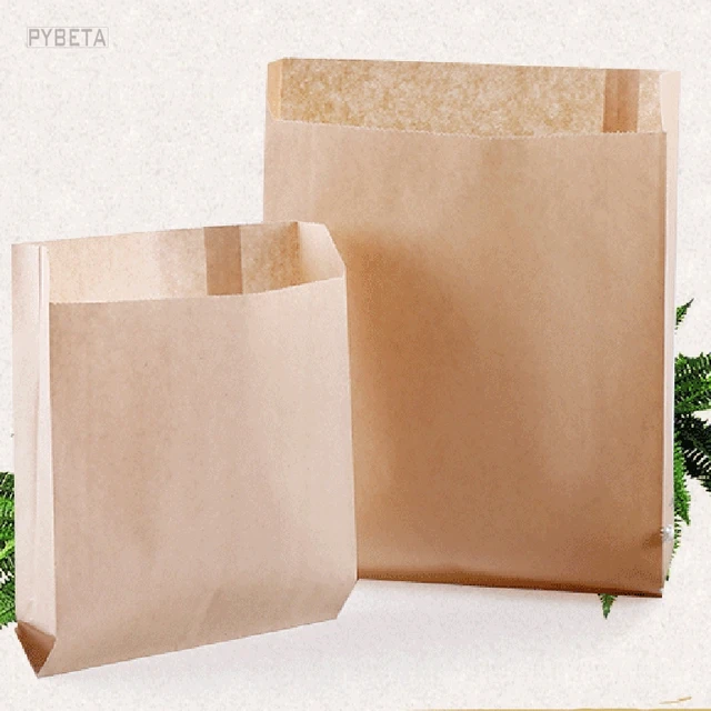 100pcs Kraft Paper Grease Proof Gusset Pouch Disposable Food 100pcs Kraft Paper Grease Proof Gusset Pouch Disposable Food Packaging Bag For Fried En Chips