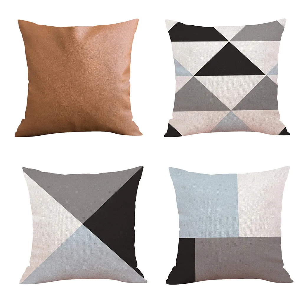 

Gacsidy Store dakimakura 4PC Geometric Flax Leather European Style Mixed 45x45 Pillow Case