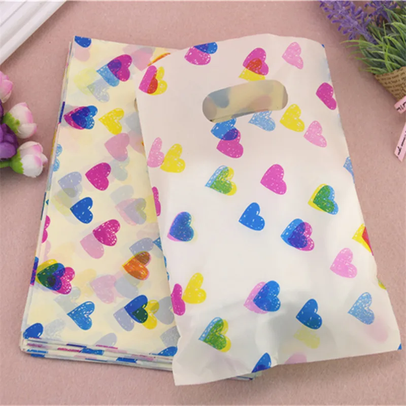 New Style Wholesale 100pcs/lot 15*20cm Warm Colorful Sweet Heart Candy Packaging Birthday Present Gift Bags