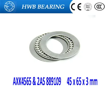 

5Pcs AXK4565 & 2AS 889109 Thrust Needle Roller Bearing & Washers 45 x 65 x 3 mm Free shipping High Quality 45*65*3mm