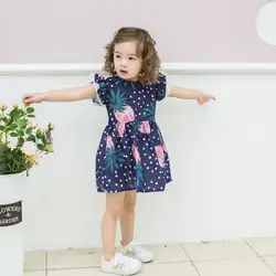 2019 летнее Повседневное платье для маленьких девочек с цветочным рисунком, платье с расклешенными рукавами, детское пышное платье принцессы