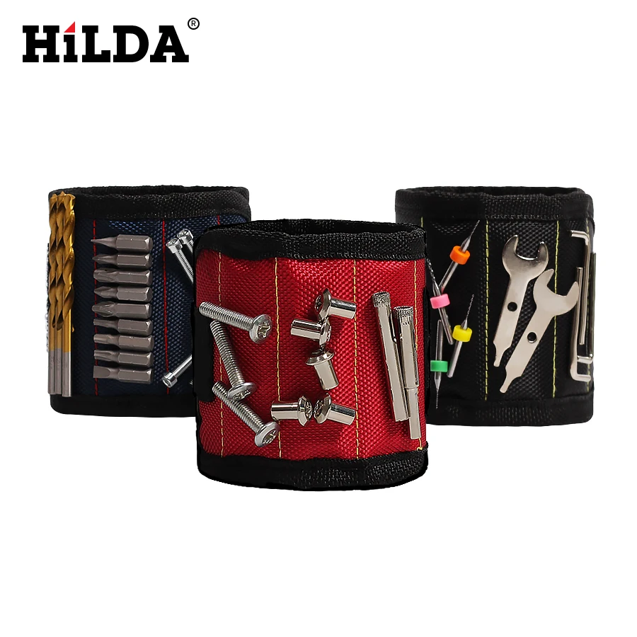 

HILDA Strong Magnet Wrist Adjustable Bands Tool for Screws Nails Nuts Bolts Hand free Drill Bit Holder With Circle Magnet*6