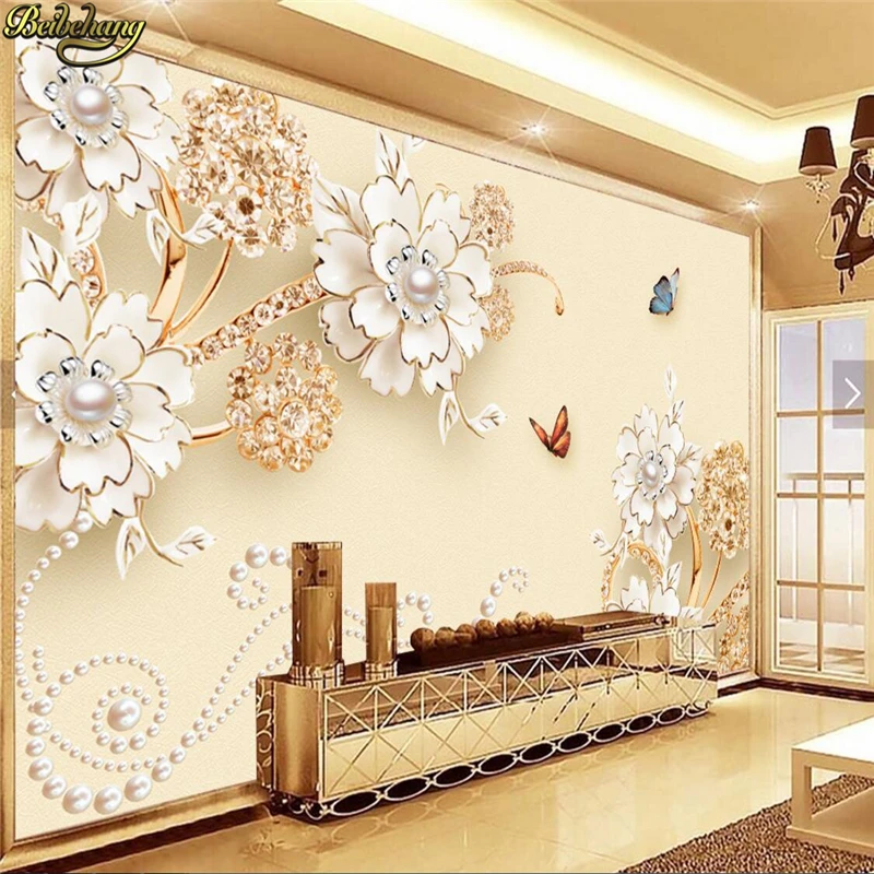 

beibehang Custom Photo Wallpaper Mural Butterfly Love Flower Jewelry 3D TV Wall papel de parede infantil wall papers home decor