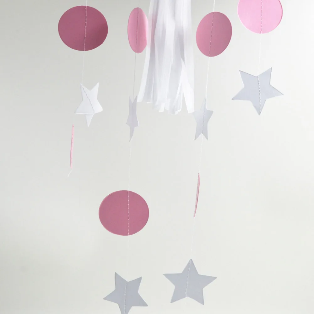 2 м розовый голубой цвет сверкает звезда круг Бумага гирлянды Бумага баннер овсянка Главная Дверь Декор Одежда для свадьбы, дня рождения украшения