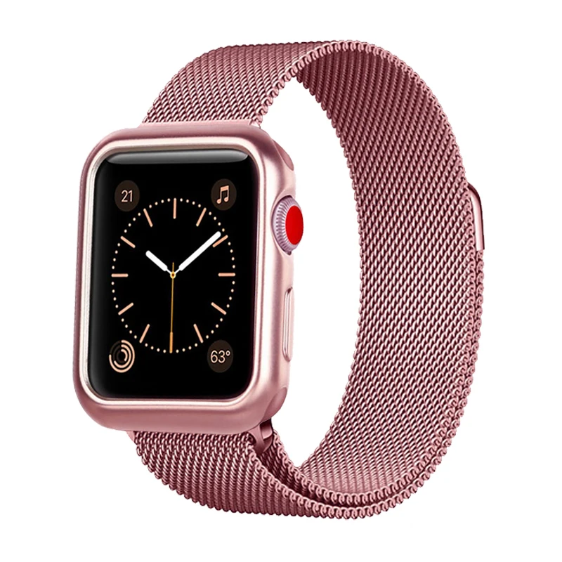

case+strap for apple watch 4 5 band 44mm 40mm apple watch band 42mm 38mm iwatch 5/4/3/2/1 milanese loop Magnetic watchband