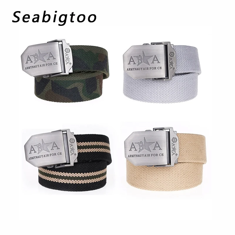 Hot sale Canvas belts for Men Women automatic mental buckle military Tactical belts for Jeans ...