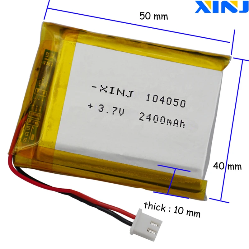 XINJ 3,7 V 2400mAh литий-полимерный аккумулятор lipo cell 104050 2pin JST 2,54 мм для gps Sat Nav Phone электронная книга PDA MID камера планшетный ПК