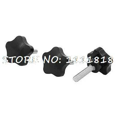 

3 x Black M8 x 30 Thread 40mm Dia Bakelite Star Knob Handle for Machine Tool
