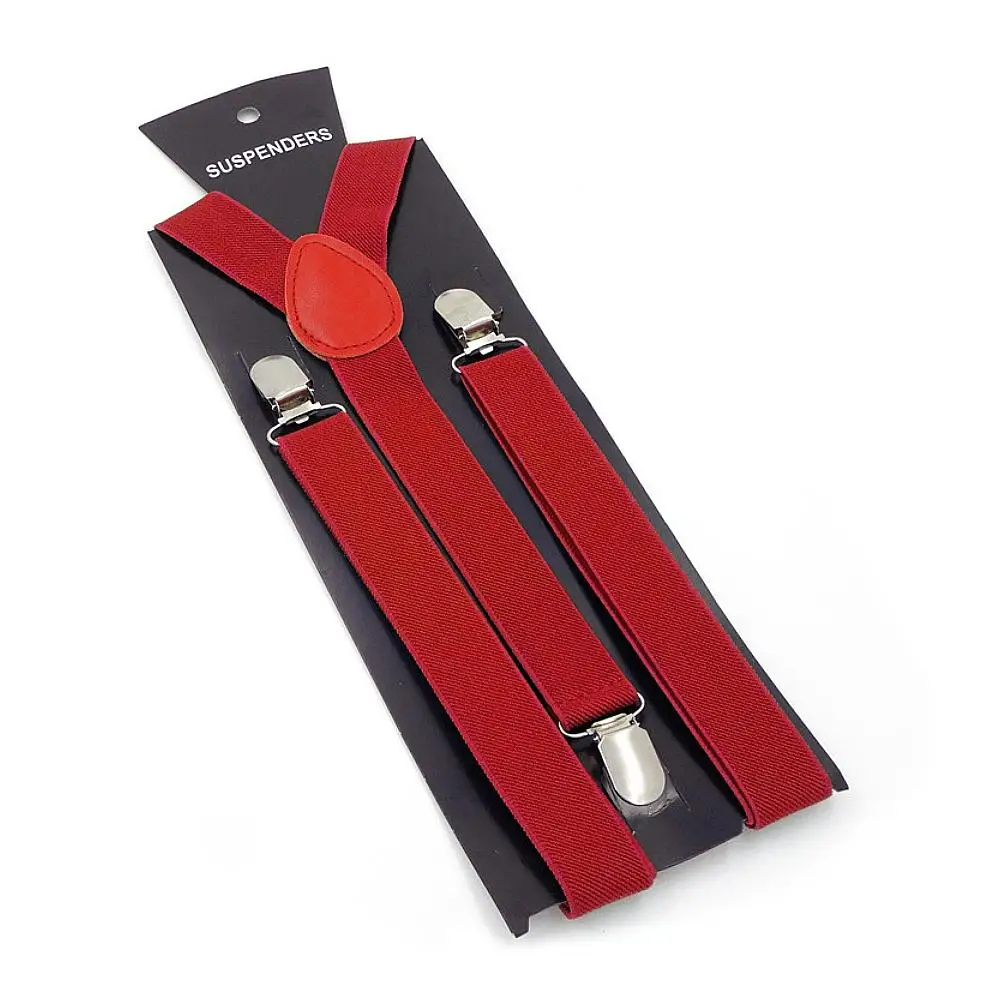 

Elastic Braces Clip British Retro Style Adult Unisex Solid Color Adjustable Suspenders Strap with Metal Clip for Men and Women