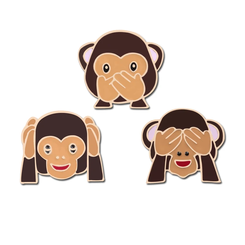 

3 Style Mischievous Funny Chat Expression Monkey Brooches for Women Men Coat Sweater Backpack Accessories Personality Enamel Pin