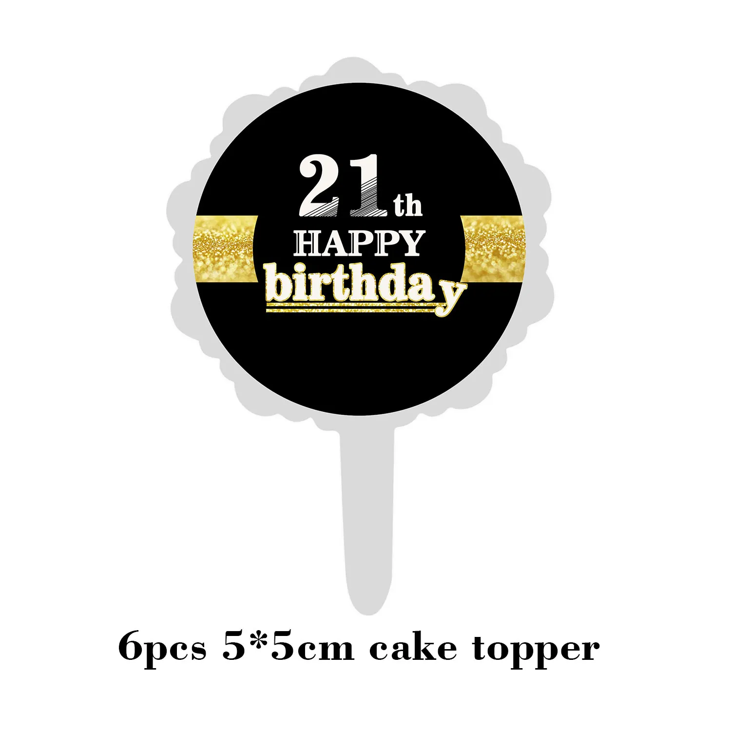 Happy Birthday Confetti Balloon Number Balloon Adult Birthday Cake Topper Gift Sticker For 16 18 21 30 40 50 60 Years Decoration - Цвет: 21 Cupcake Toppers