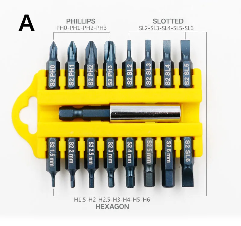 Jewii 17-Pcs Отвертка Набор бит магнитный стержень Phillips шлицевая Torx шестигранные электрический сверла Мощность бытовой ручной инструмент - Цвет: Красный