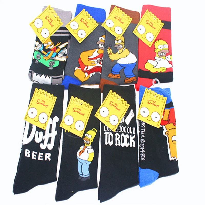 Новые весенне-летние парные носки с героями мультфильмов забавные Симпсоны с вышивкой сердца мужские хлопковые носки Модные Повседневные носки хараюку женские носки