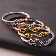 New Gift 4mm 316L Stainless Steel Twisted Cable Wire Silver Rose Gold Black Cuff Chain Mens Womens Bracelets & Bangles Jewelry