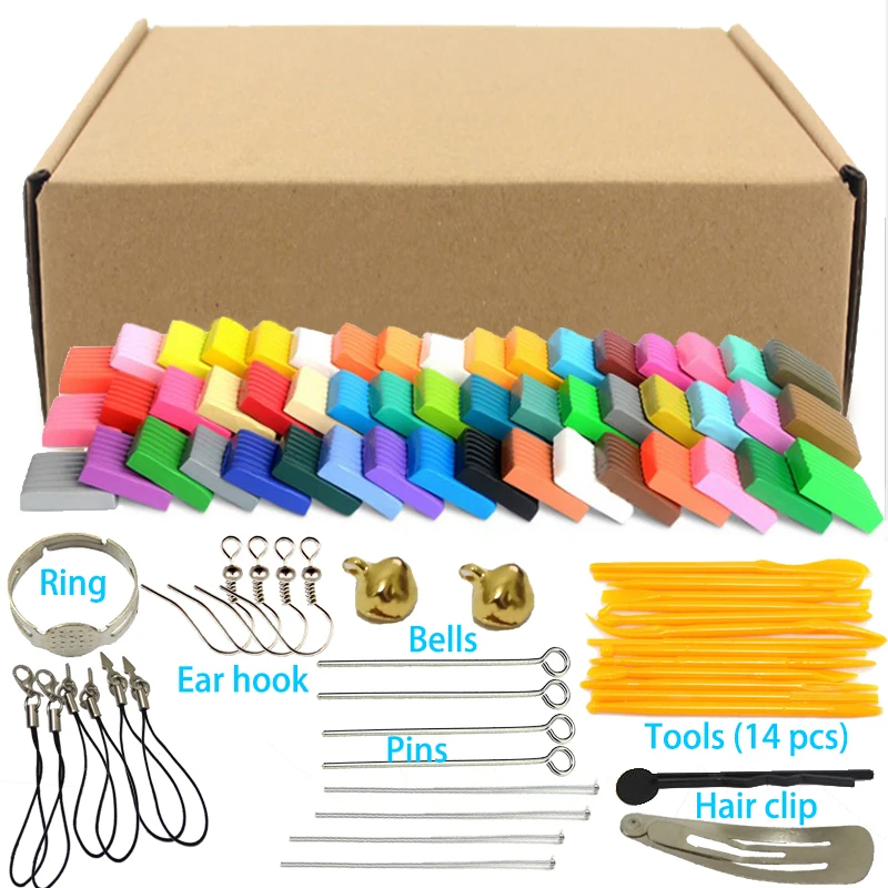 

50 Colors Oven Baking Fimo Polymer Clay Modeling Clay Fluffy Slime Toys Fluffy Slime Box Light Plasticine for Children