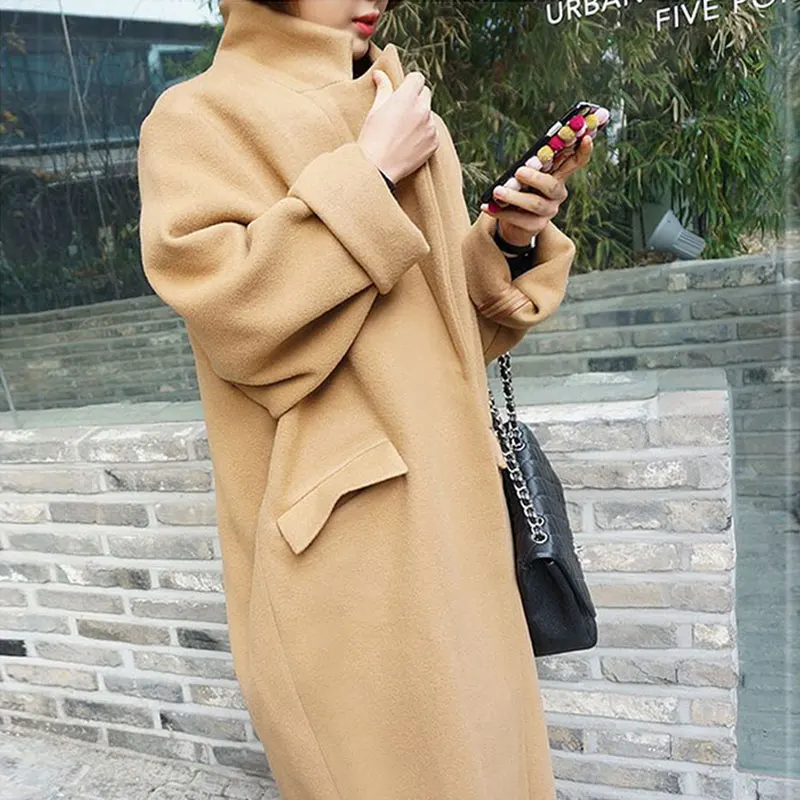 Mujeres Abrigos de Lana 2016 de Invierno Abrigo de Cachemir Gruesa Mujeres Beige abrigo de Trinchera Abrigos de Lana de Las Mujeres Más El Elegante Chaqueta Larga negro|women wool coat 2016|cashmere