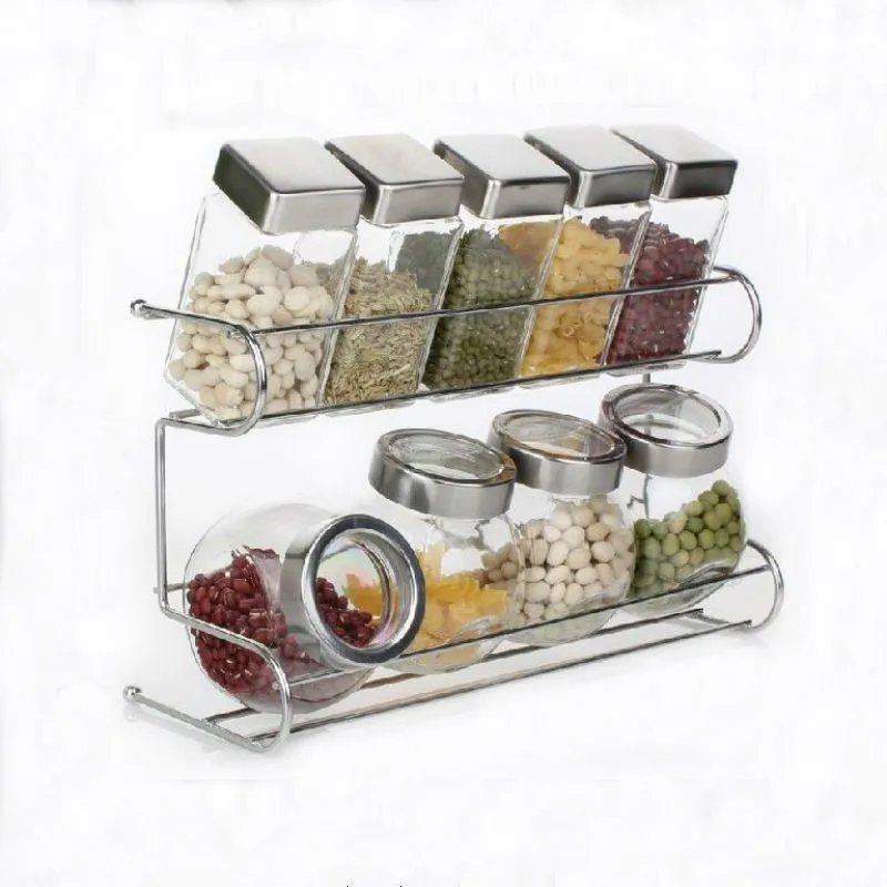

Kitchen Glass Cruet Condiment Spice Jars Set Salt and Pepper Shakers Cooking Seasoning Bottle 10pcs/Set