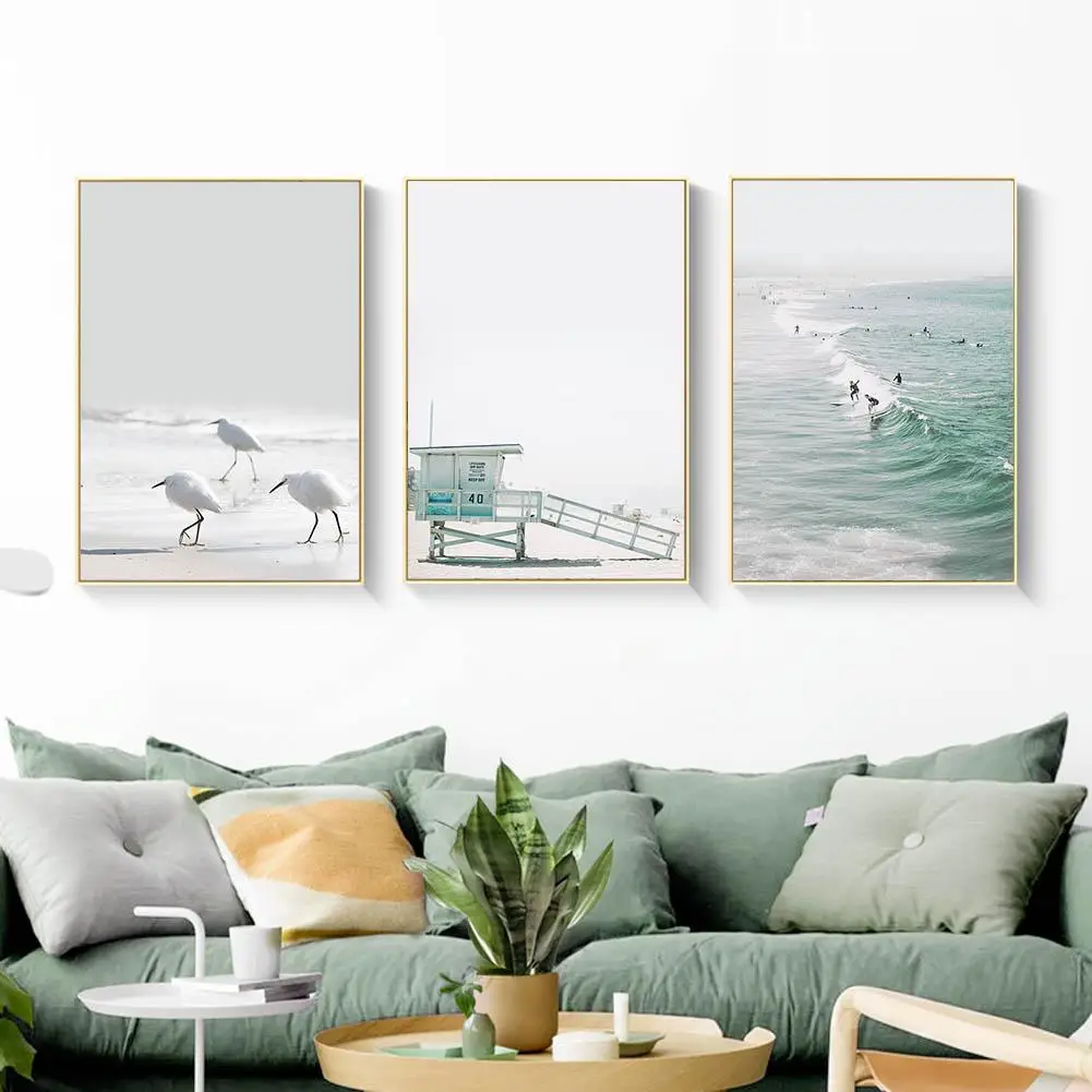 

1Pc Beach Sea Wave Bird Painting Wall Living Room Bedroom Picture Poster Home Decoration