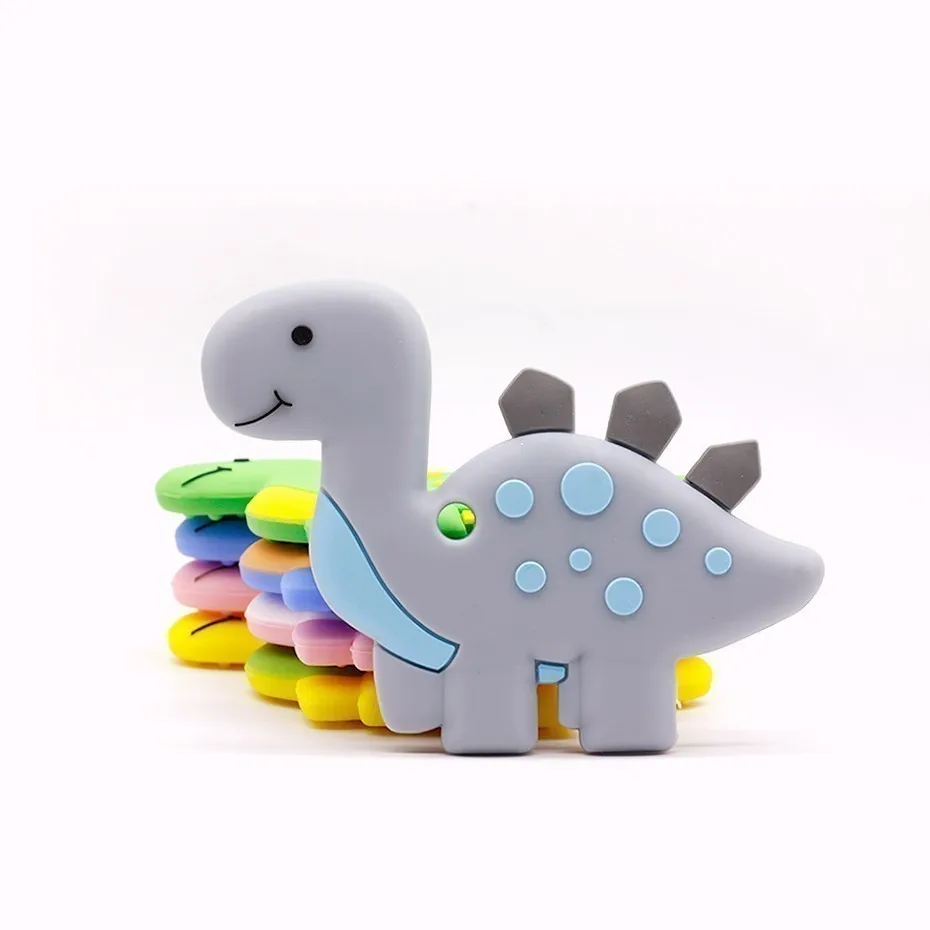 

New Baby Silicone Teethers BPA Free Teething Toy Animal Dog Koala Dinosaur Baby Ring Teether Silicone Beads DIY Chain