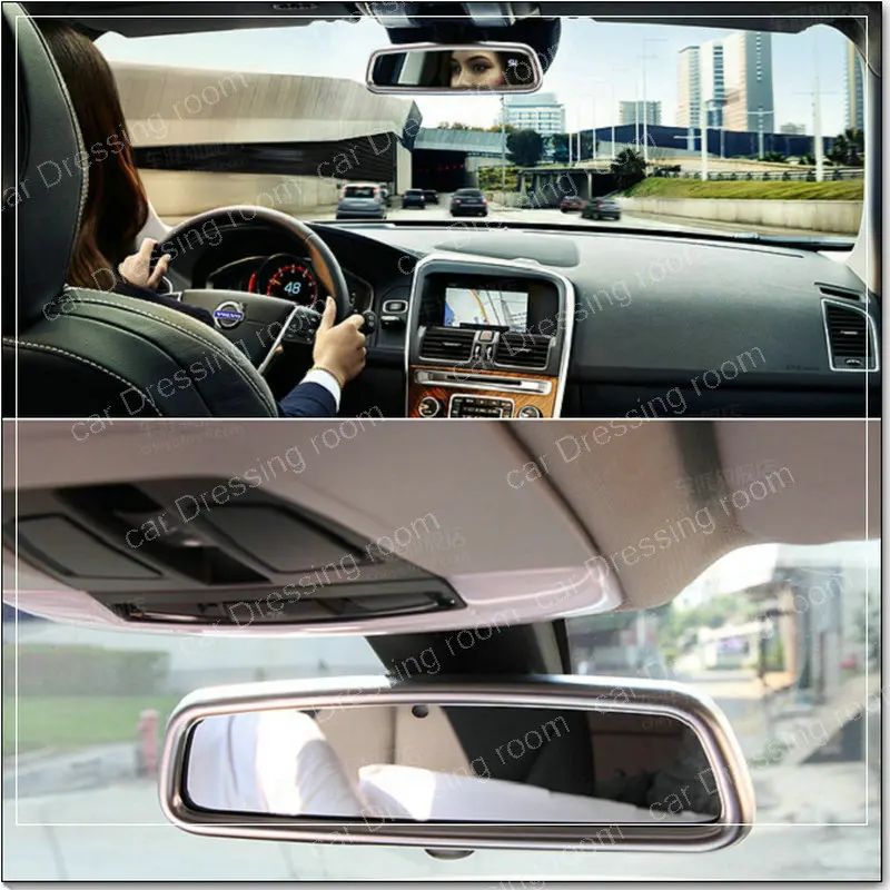 Car interior Rearview mirror decorative frame cover trim Chrome ABS strip Car styling sticker for Volvo