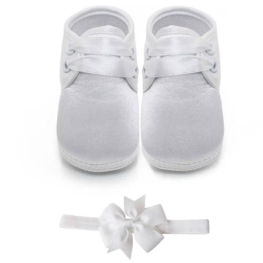 baby boy white christening shoes