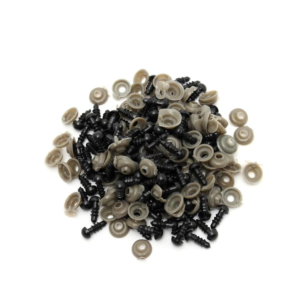 100PCs Black Plastic Doll Eyes Safety Eyes For Teddy Bear Stuffed Toys Snap Animal Scrapbooking Puppet