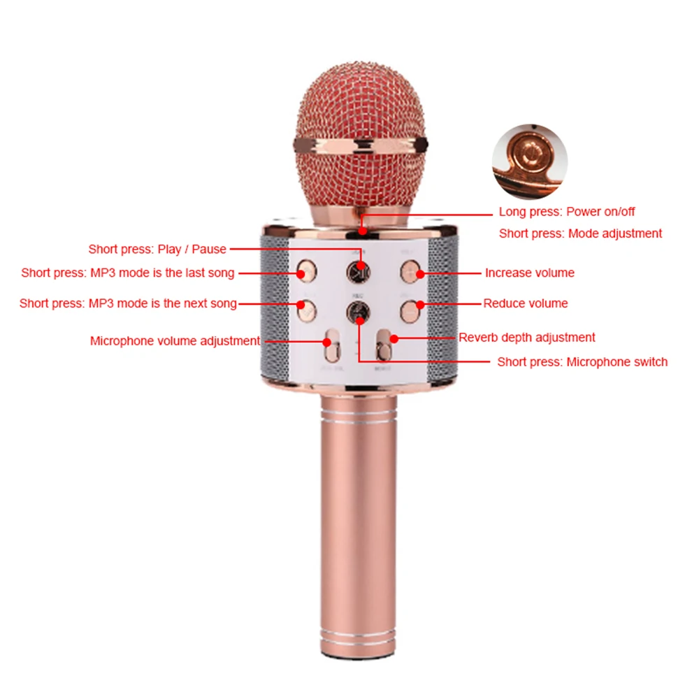 Модный Bluetooth беспроводной микрофон WS 858 караоке динамик микрофона ручной