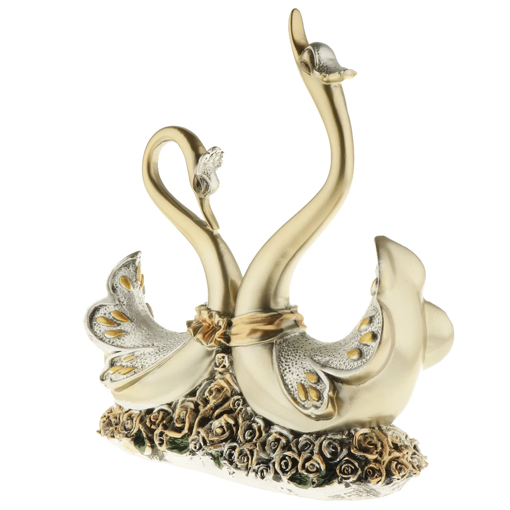 European Couple Swan Figurines Home Decoration Wedding Gifts Wine Cabinet Display Resin Crafts Household Swan Miniatures