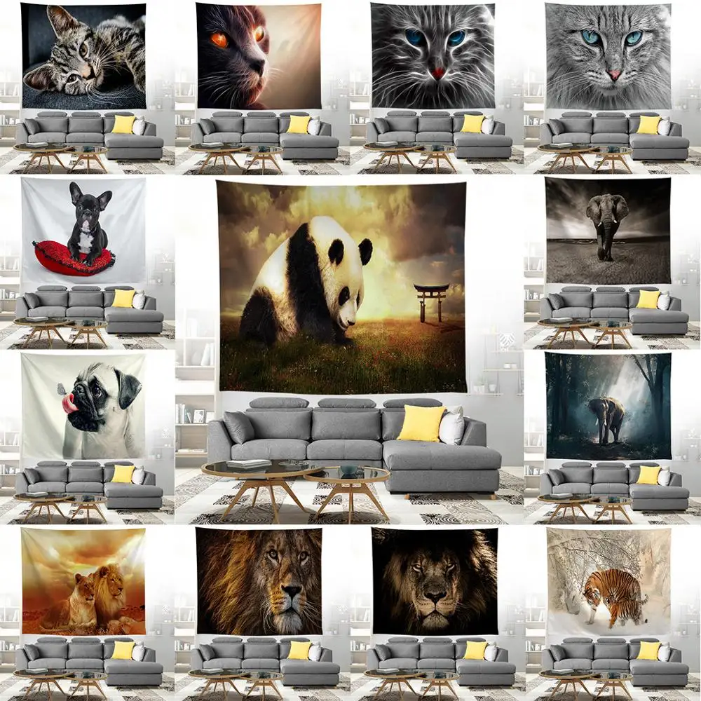 

ZEIMON Animals Tapestry Home Decorative Cat/Dog/Tiger/Owl/Panda/Bird Wall Tapestries Polyester Hanging Wall Carpet Yoga Mat