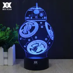 Звёздные войны-светильник новый BB-8 3D лампа Сокол Тысячелетия LED Новинка Ночные светильники USB свет светящиеся Детские подарок Хуэй Юань