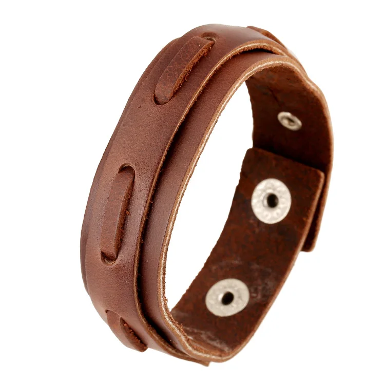 Turkish Brown Retro Braided DIY Leather Cuff Bracelets For Men