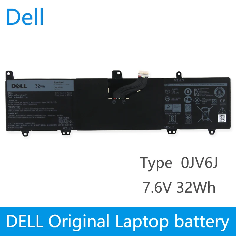 Оригинальный аккумулятор для ноутбука Dell Inspiron 11 3000 3162 3164 3168 P24T Series Tablet 0JV6J 7 6 V