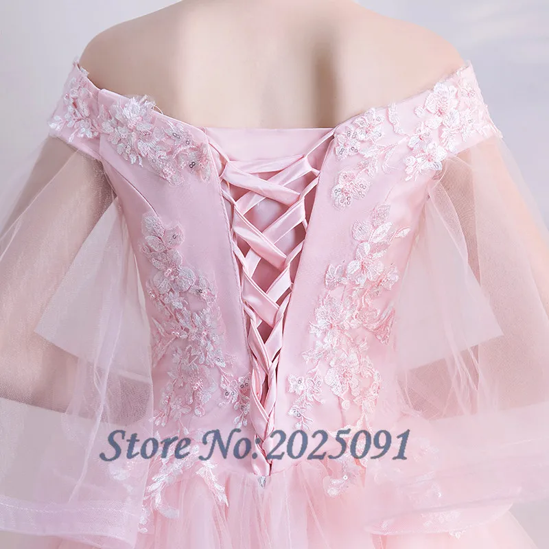 Pink Quinceanera Dresses Ball Gonw Long Prom Dress Tulle With Lace Appliques Masquerade Sweet 16 Dress Vestidos De 15 Anos